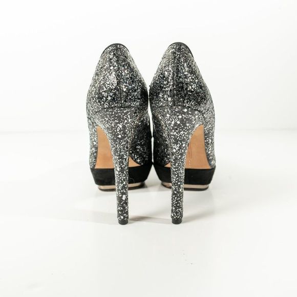 Vince Camuto Silver Glitter Accents  Platform Heels Size 8B/38 - Picture 4 of 9